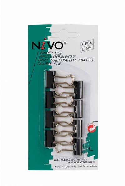 Nivo - Papierklemmen - 8 Stuks - 15mm - Zwart