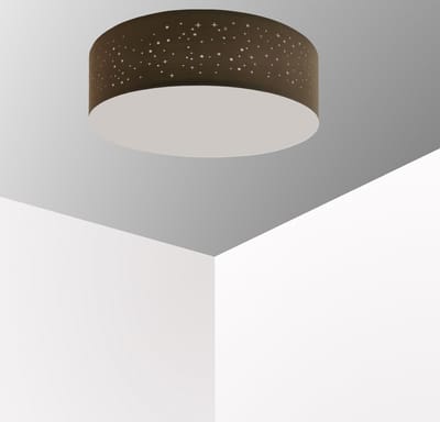 TRANGO 3134 Plafondlamp met 38cm Ø Starry Sky stoffen kap in *BRUIN* rond incl. 2x E27 Lamphouder voor LED lampen voor Woonkamer - Slaapkamer - Hal - Logeerkamer - Kantoor Plafondlamp - Slaapkamer Lamp - Kantoor Lamp