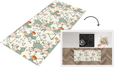 Keukenloper - Loper keuken - Patroon - Cactus - Driehoek - 120x50 cm - Keukenloper vinyl
