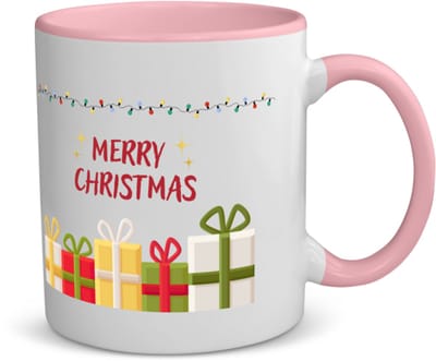 Akyol - kerstmerry christmas koffiemok - theemok - roze - Kerstmis - kerst beker - winter - kerst - christmas - kerst cadeau - 350 ML inhoud
