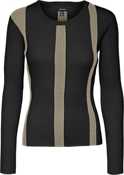 Vero Moda Trui Vmgold New Rib Ls O-neck Pullover 10311391 Black/w.silver Dames Maat - S
