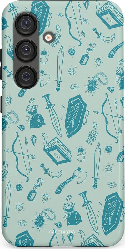 Casetastic Hoesje Geschikt voor Samsung S25 - Stijlvolle Beschermende Duo-layer Case - Avontuurlijke buit vol wapens