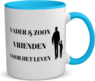 Akyol - vader en zoon vrienden voor het leven koffiemok - theemok - blauw - Vriend - vader/zoon - vader cadeautjes - vaderdag - verjaardag - geschenk - kado - vader artikelen - zoon artikelen - zoon verjaardag - 350 ML inhoud