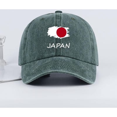 Japan  Vlagprint Gewassen Baseballpet Comfortabel & Ademend Retro Patriottische Stijl Dagelijkse Woon-werkverkeer Cadeau Voor Japan Liefhebbers gray