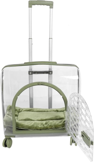 Transparante Kattenmand - Draagtas Huisdier - Reizen met Huisdier - Stille Wendbare Wielen - 55 x 32 cm - Transparant