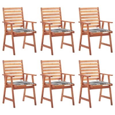 vidaXL - Tuinstoelen - 6 - st - met - kussens - massief - acaciahout