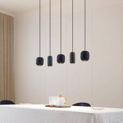 Lucande - hanglamp - 5lichts - IJzer, metaal, PVC - H: 16 cm - GU10 - zwart mat, donkergroen mat, bruin mat