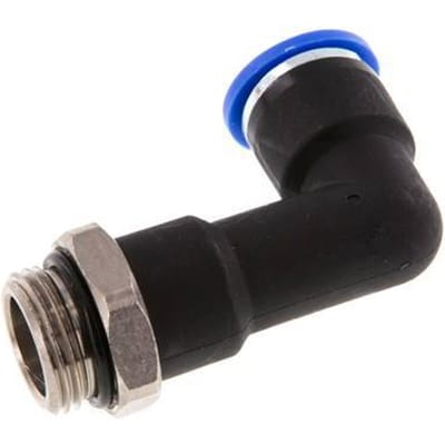 10mm x G3/8'' 90 graden L-verbinding Messing/PA 66 Insteekfitting Buitendraad Lange Behuizing Draaibaar NBR [2 Stuks]