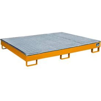 Bauer RW-GR 1800 PE legbordgoot, met PE inzet, met rooster, L 1765 x B 1315 x H 255 mm, geel-oranje RAL 2000