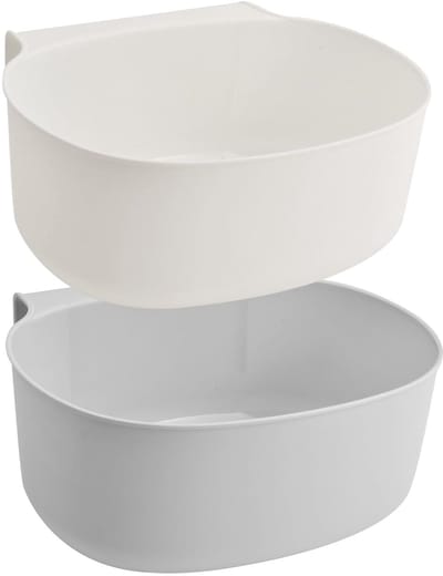 Hangende afvalbak voor keukenafval, 2 stuks ophangen in keukenkasten, deuren, auto, badkamer, slaapkamer, opvangbak voor keukenafval om op te hangen, voor huisafval, biologisch afval, wit en grijs