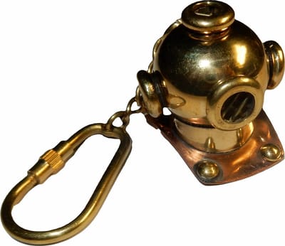 Messing Duikhelm Sleutelhanger