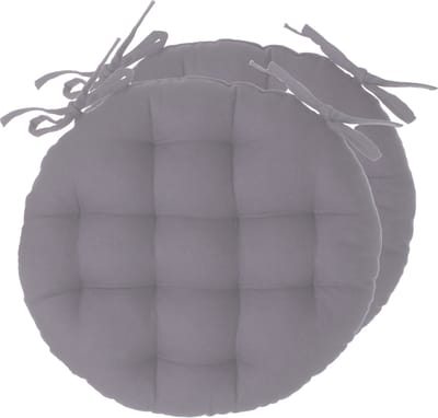 Atmosphera Tuinstoelkussens - 2x - grijs - katoen - 38 x 38 x 6.5 cm - wicker zitkussen rond