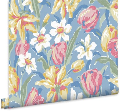 Laura Ashley Tulips China Behang - Bloemen - 10mx52cm - Blauw