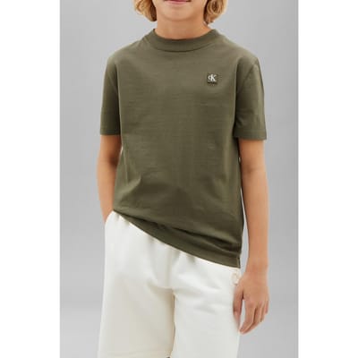 Calvin Klein Unisex Mini Badge Regular T-shirt Dusty Olive Taglia: 12 | T-shirt Outlet | kids | Verde
