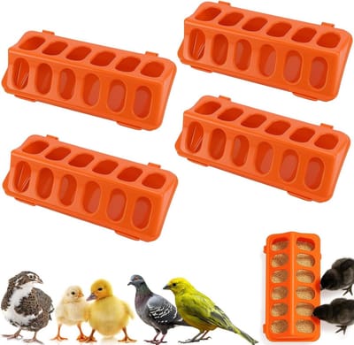 4-Pack Flip-Top Voederbak voor Kippen, Eenden, Kwartels en Vogels - Duurzaam en Afvalvrij Voeren voor Babydieren