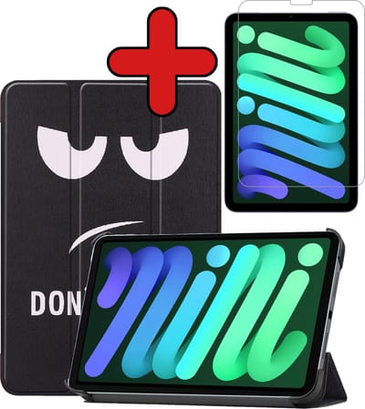 Hoesje Geschikt voor Apple iPad Mini 6 (2021) - 8.3 inch - 6e Generatie - Met Screenprotector - Trifold Bookcase - Hard Cover - Hardcover Book Case - Tablet Hoes - Don't Touch Me