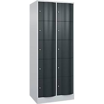 C+P Resisto lockerkast, 2 vakken, 10 vakken, B 772 x D 640 x H 1950 mm, lichtgrijs/antracietgrijs