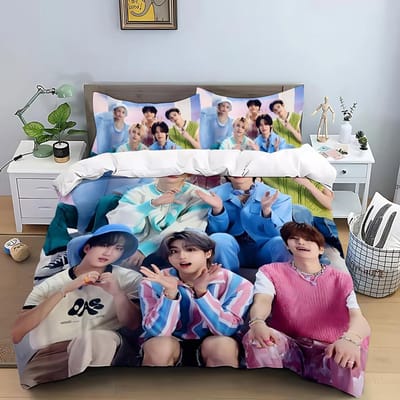 KPOP Dekbedovertrek Kussensloop S-Stray-K-Kids Beddengoed Set Volwassene Jongen Meisje Slaapkamer Decoratie Kindercadeau Enkel Dubbel Grote Maat EU King(240*220cm)3pcs
