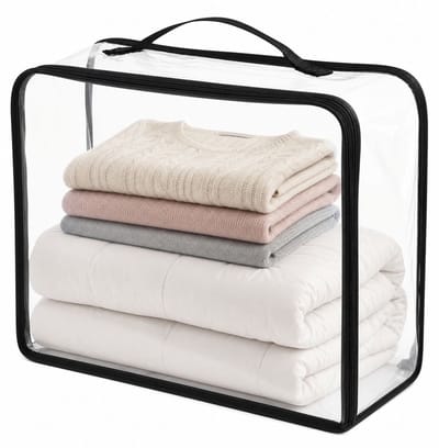 VHV - Kledingopberger - Transparante Opbergzak met Ritssluiting - Organizer voor Dekens, Kleding en Beddengoed