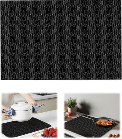 Beschermmat voor Inductiekookplaat 52 x 78 cm Zwart - Siliconen, Hittebestendig, Antislip, Krasbestendig, Herbruikbaar en Makkelijk te Reinigen