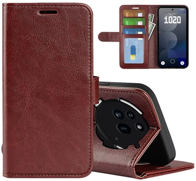 MobyDefend Hoesje - Geschikt voor Nothing Phone (3a) Pro - Wallet Book Case (Sluiting Achterkant) - Bruin