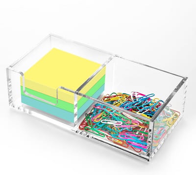Sticky Note Houder - Memo Dispenser - Bureau Organisatie - Hoogwaardig Acryl - 2-in-1 Ontwerp - Transparant