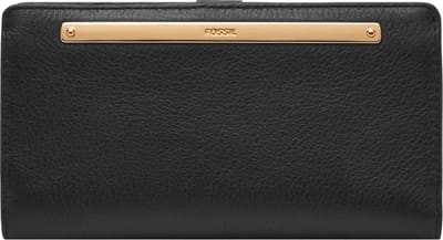FOSSIL Leren Portemonnee Liza Slim Bifold Wallet Black Zwart
