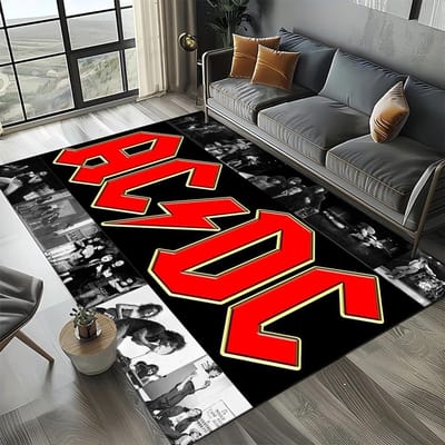 3D A-ACDC Rockband Cartoon Vloerkleed Groot,Tapijt voor Woonkamer Slaapkamer Bank Deurmat Decoratie,kinderen Antislip Vloermat 40x60cm