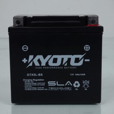 Batterie SLA Kyoto pour Moto KTM 400 Exc Racing 4T 2000 à 2011 YTX5L-BS / 12V 4Ah Neuf