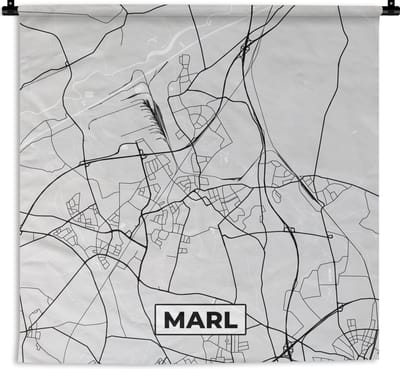 Wandkleed - Wanddoek - Marl - Kaart - Stadskaart - Duitsland - Plattegrond - 180x180 cm - Wandtapijt