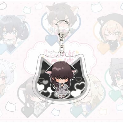 Anime Les 100 petites amies qui t'aiment vraiment Porte-clés Acrylique, Mignon Porte-clés Figurine Chibi Nekomimi, Rentarou Nano Shizuka Karane 6 cm white