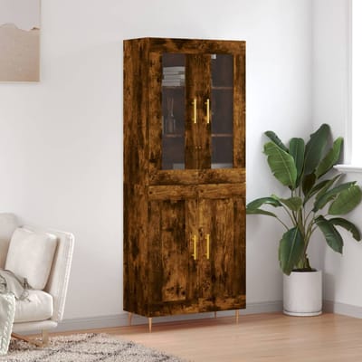 vidaXL Hoge kast 69,5x34x180 cm bewerkt hout gerookt eikenkleurig