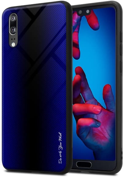 Cadorabo Hoesje geschikt voor Huawei P20 in KOBALT PAARS - Beschermhoes gemaakt van TPU silicone Case Cover en achterkant van gehard glas