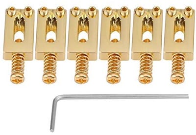 Solidchoice - Dailygoody - Tremolo Electric Guitar Saddle Bridge - 6 Stuks - Hoogwaardige vervangingen - Goud - Geschikt voor elektrische gitaren - Inclusief sleutel