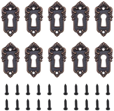 Dailygoods- Sleutelgat Dekselhouder Antiek - 10 Stuks - Brons - Decoratieve Cover - Schroeven Inclusief - Afmetingen 45x23mm - Deksel
