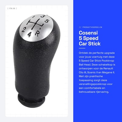 Dailygoods- Pookknop Hoogwaardig ABS - Versnellingspook Hoes - Schakelaccessoires - Universele Pookknop - Geschikt voor Clio III/Scenic II - Duurzaam in Gebruik