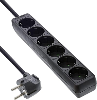 Stekkerdoos met 6 Contacten en Kinderbeveiliging, 1.5 Meter Kabel, Zwart