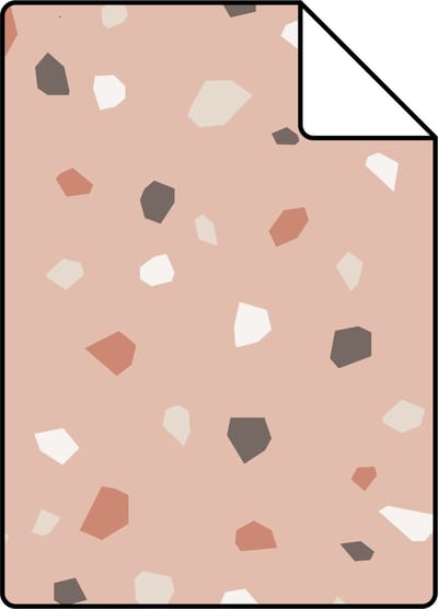 Proefstaal ESTAhome behang terrazzo zacht roze, wit en grijs - 26.5 x 21 cm - 139306-S