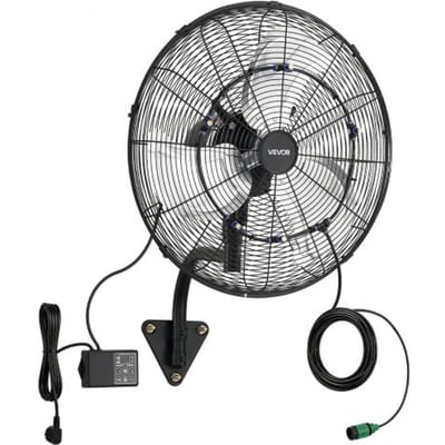 VEVOR 95W Industriële Wandventilator 56 cm, 7 m/s Oscillerende Wandventilator met Afstandsbediening, Vernevelingsfunctie & 18-uurs Timer, Commerciële Industriële Ventilator IP44 Waterdicht voor Werkplaats, Garage, Magazijn, Zwart