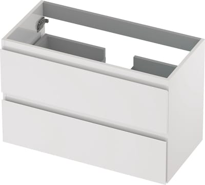 INK® wastafelonderkast 2 laden greeploos gelakt 80x40x52cm, hoogglans wit