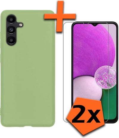 Hoes - Met 2x Screenprotector - Geschikt voor Samsung Galaxy A13 5G - Sterk & Shockproof - Back Cover - Siliconen Case - Telefoon Hoes - Groen