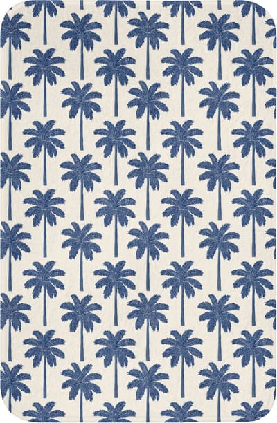 WC mat 40x60 cm - Antislip - Symmetrisch - Palm - Blauw - Toiletmat - Vloermat - Douchemat - Toilet tapijt - Toiletmatten