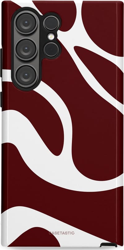 Casetastic Hoesje Geschikt voor Samsung S23 Ultra - Stijlvolle Beschermende Duo-layer Case - Bordeaux Swirl