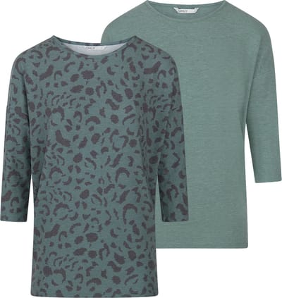 Only Dames T-Shirt ONLGLAMOUR 2 Pack bequem Veelkleurig S Ronde Hals Volwassenen Lange Mouw