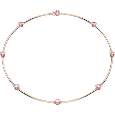 Swarovski Constella Rond Geslepen Roze Rose Goud Verguld Cubic Zirconia Ketting Dames ketting 5640281 Box (Random Color) white