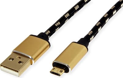 ROLINE GOLD USB 2.0 Kabel, USB A Male - Micro USB B Male, 0,8 m