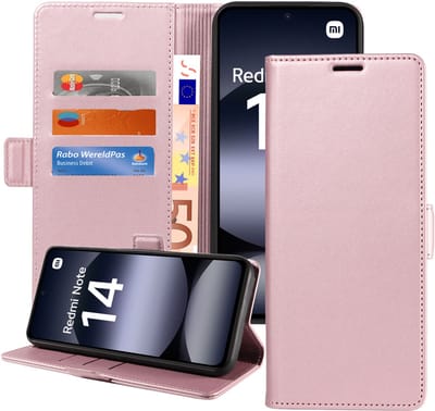 ChiGuard Book Case Hoesje geschikt voor Xiaomi Redmi Note 14 5G - Magnetische Sluiting - Portemonnee Rose