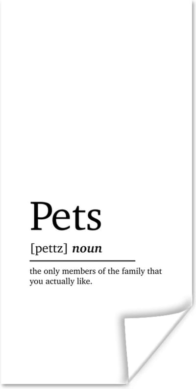 Poster Pets - Quotes - Spreuken - Woordenboek - Huisdieren definitie - 80x160 cm
