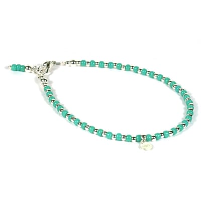 Heaven Eleven - dames - Enkelbandjes - zilver - 925 - turkoois - 1mm - 25cm