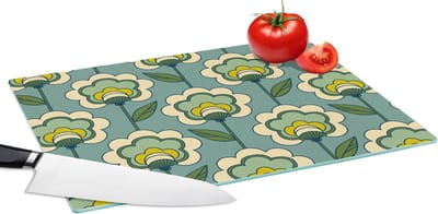 Glazen Snijplank - 39x28 - Retro - Design - Jaren 70 - Bloem - Snijplanken Glas